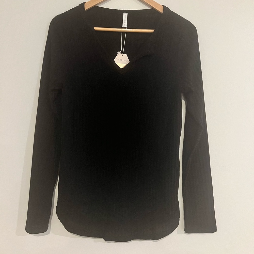 PinkBlush. Long sleeve ribbed shirt